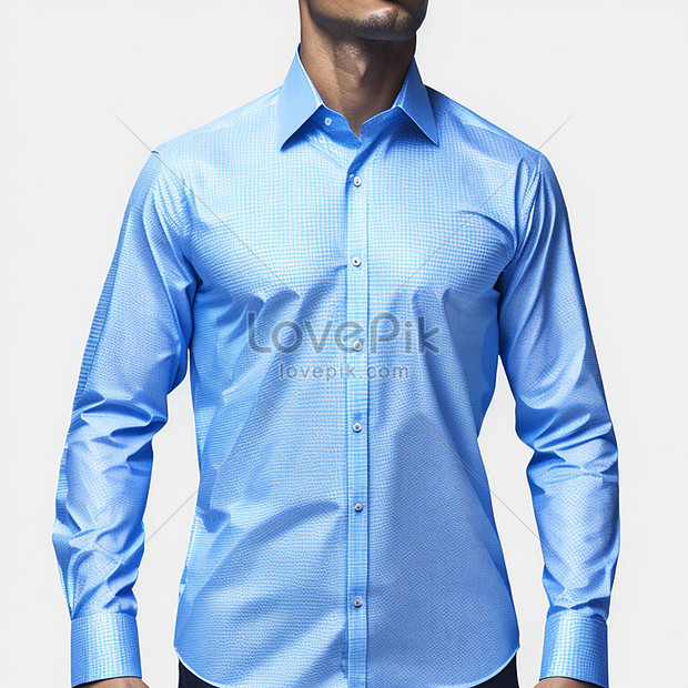 Formal Mens Sky Blue Check Shirt On A Clean White Background Picture