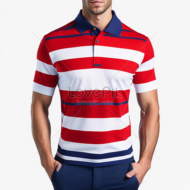 Mens Red Striped Blue Polo Shirt Picture And HD Photos | Free Download ...