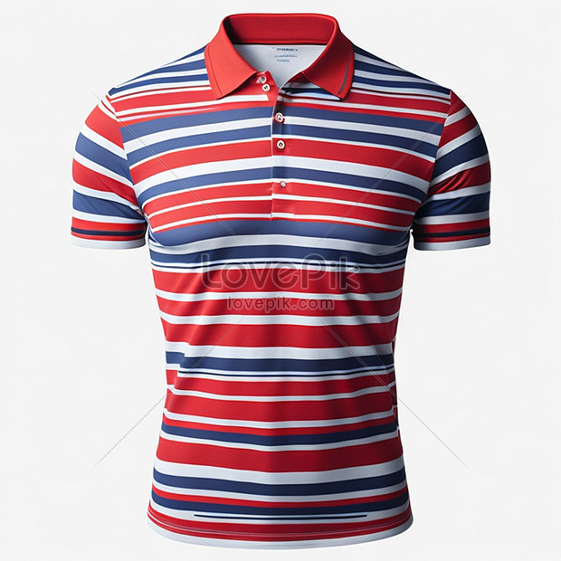 Mens Red Striped Blue Polo Shirt: Smart And Stylish Passport Photo On ...