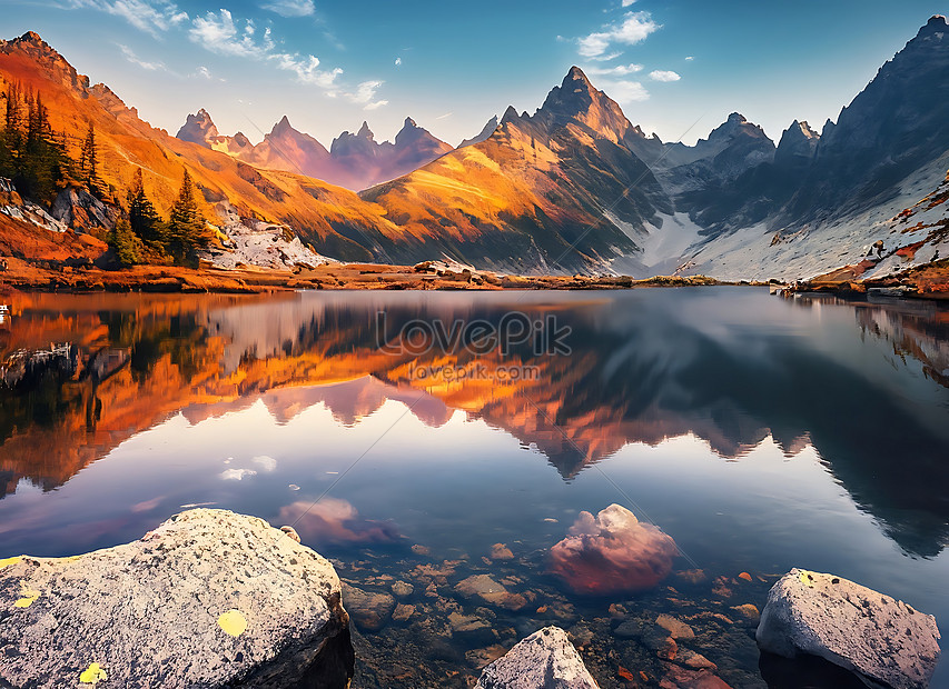 Awesome Nature Landscape Beautiful Scene With High Tatra Mountain Peaks ...