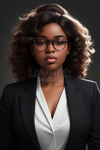 Beautiful Profile Of Female Model Looking Down With Long Brown Curly