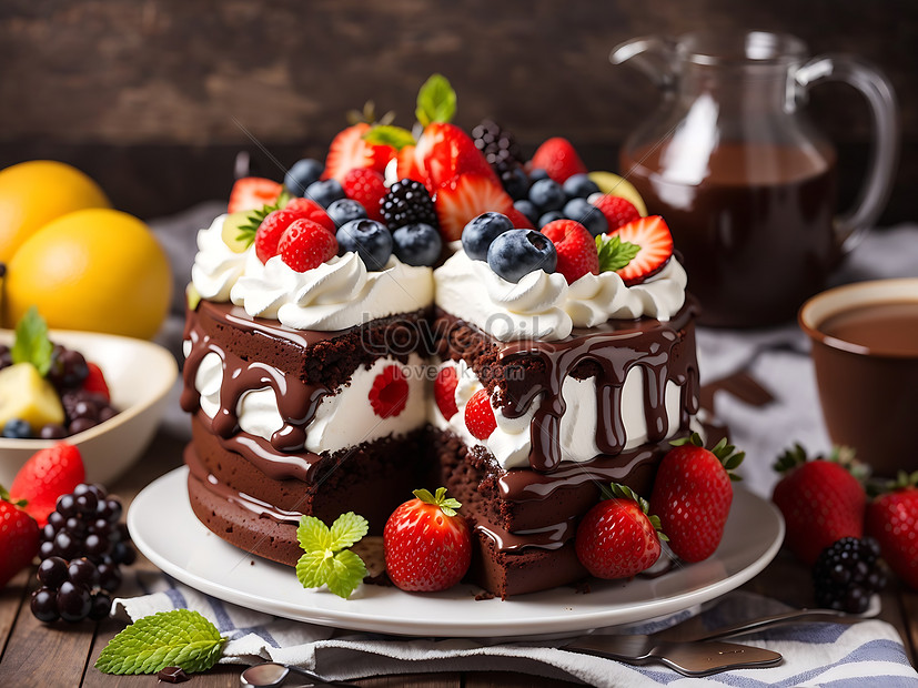 Free Photo Chocolate Cake With Whipped Cream And Fruits Picture And HD ...