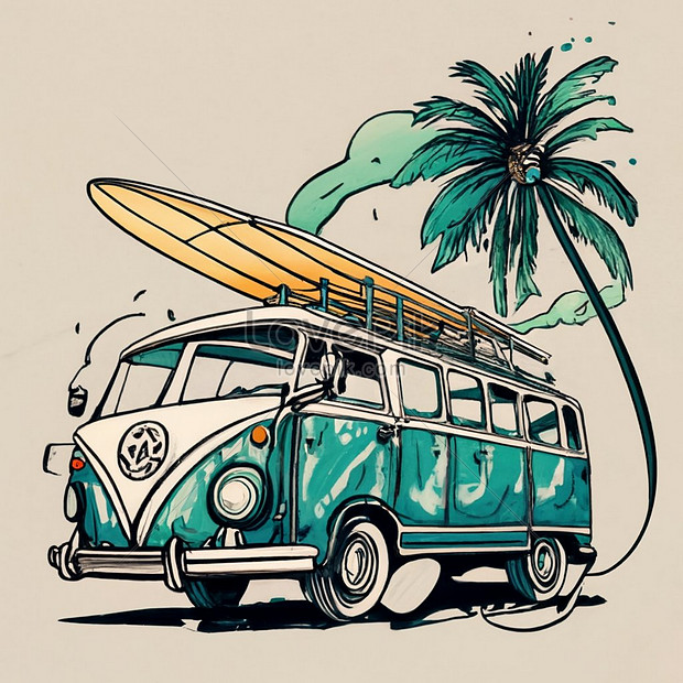 Surfer Caravan Picture And HD Photos | Free Download On Lovepik