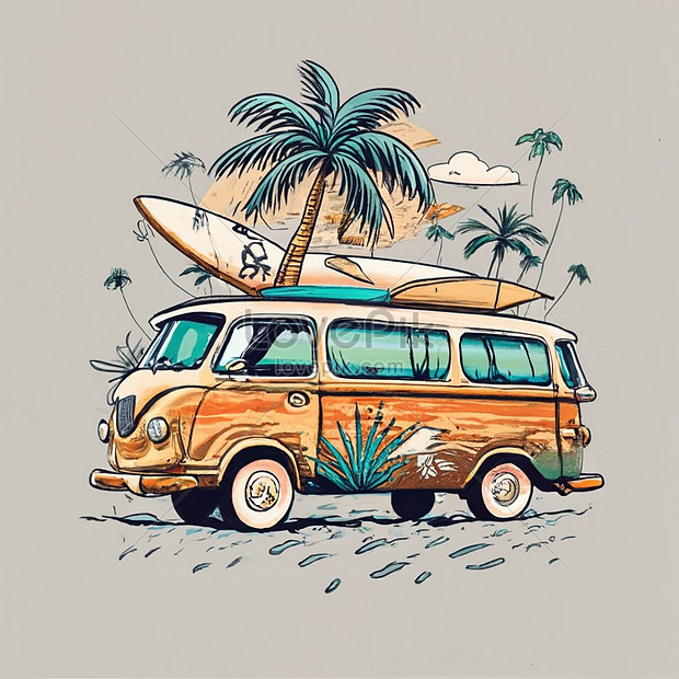 Surfer Caravan Picture And HD Photos | Free Download On Lovepik