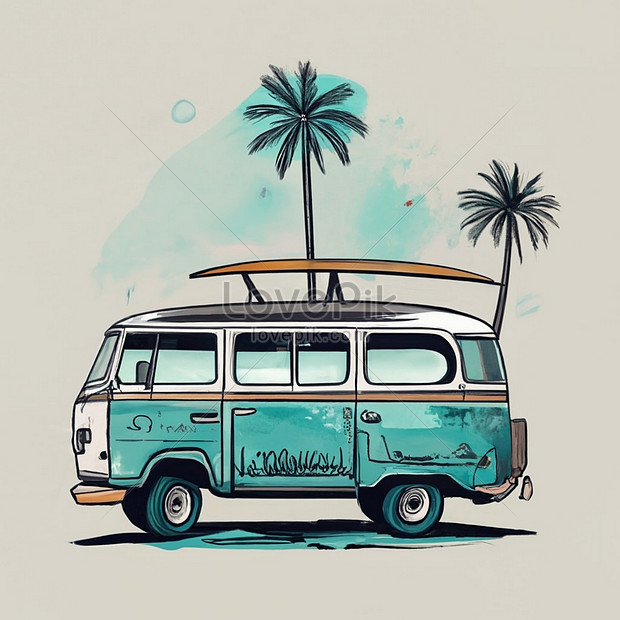 Surfer Caravan Picture And HD Photos | Free Download On Lovepik