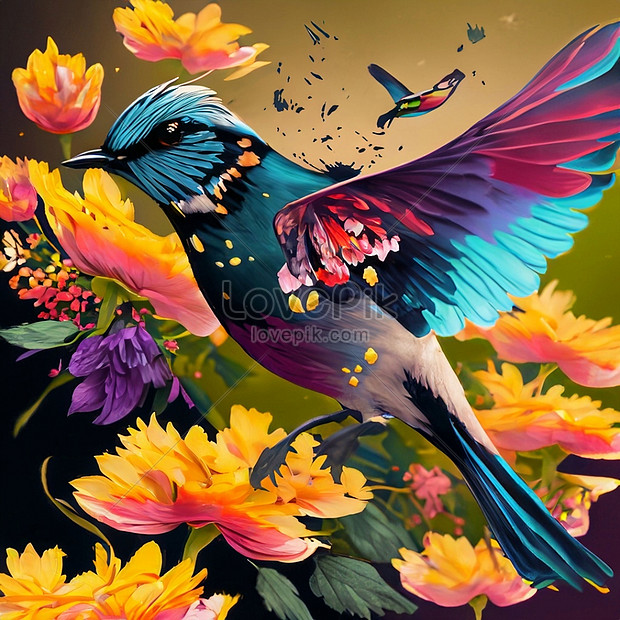 Colorful Bird Flying In The Flowers Picture And HD Photos | Free ...