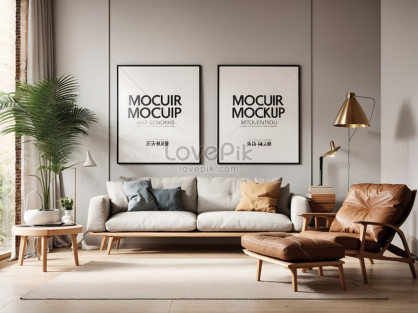 Interior Poster Frame Mockup With Modern Furniture Decoration Picture