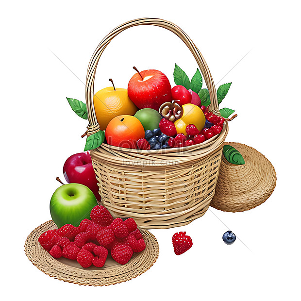 Fruits On Basket With White Background Ai Generated Picture And HD ...