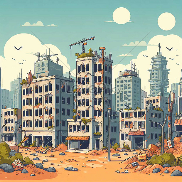 Free Vector Post-apocalypse City Cartoon With Empty Destroyed Living ...