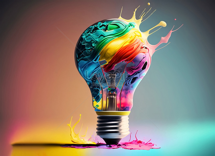 Colorful Paint Splashing Out Of Lightbulb Picture And HD Photos | Free ...