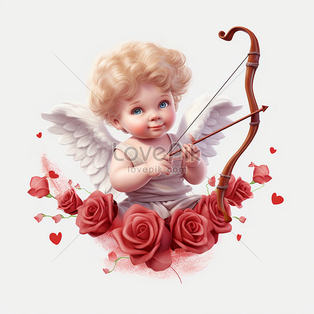 Valentines Day Cute Cupid On White Background Picture And HD Photos ...