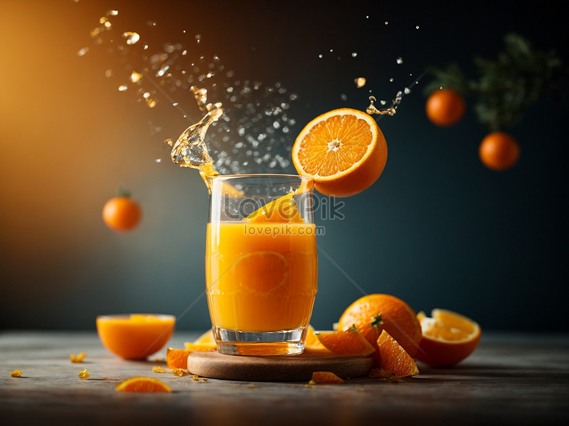 Floating Delicious Orange Juice Is A Refreshing And Invigorating ...
