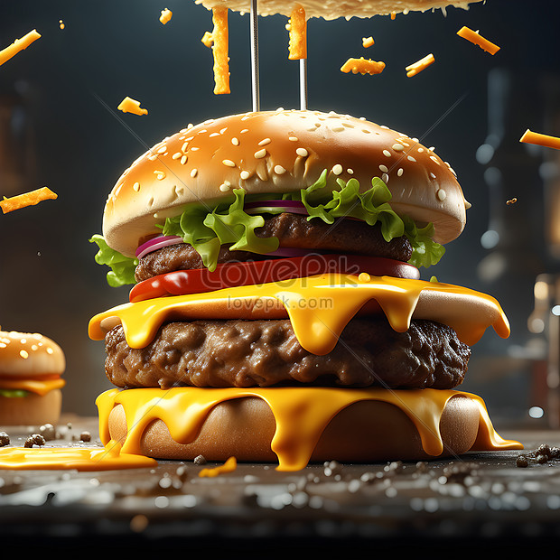 Wallpaper Burger Funny, Burger, Pizza, Fast Food, Cheeseburger, Background  - Download Free Image