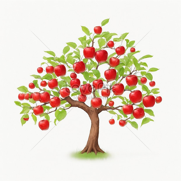Vector image Isolated drawing apples on a white background, red