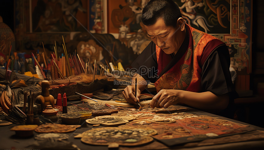 Tibetan Thangka Artist Picture And HD Photos | Free Download On Lovepik