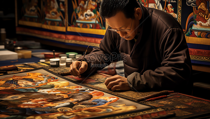 Tibetan Thangka Artist Picture And HD Photos | Free Download On Lovepik