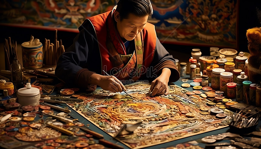 Tibetan Thangka Artist Picture And HD Photos | Free Download On Lovepik