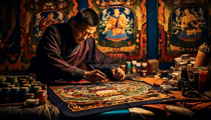 Tibetan Thangka Artist Picture And HD Photos | Free Download On Lovepik