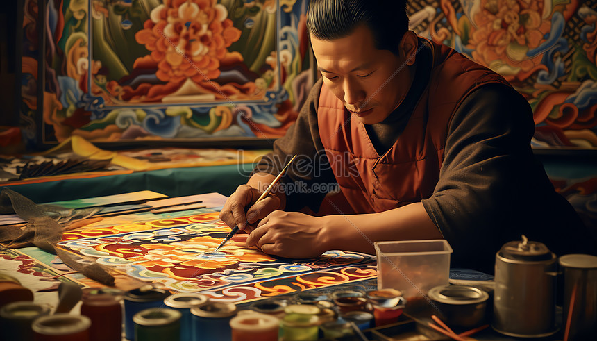 Tibetan Thangka Artist Picture And HD Photos | Free Download On Lovepik