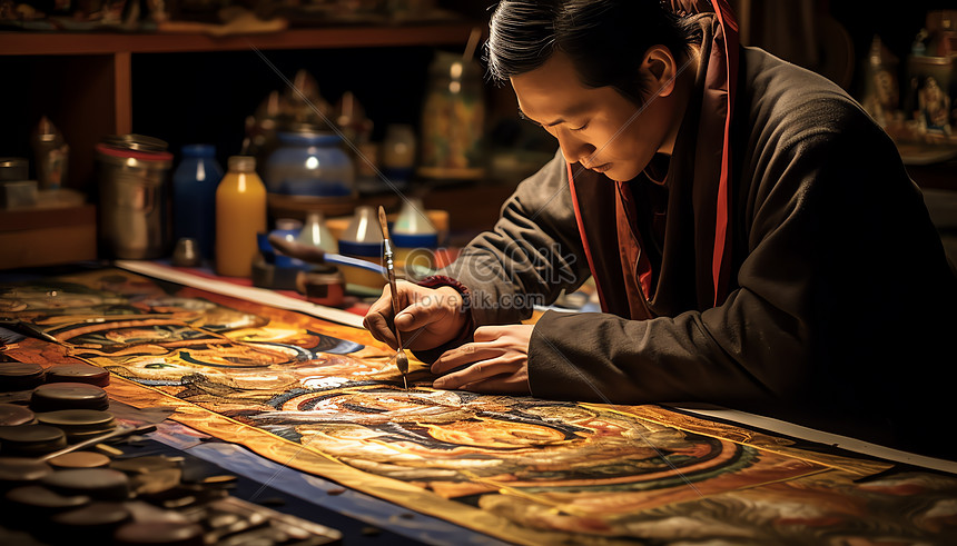 Tibetan Thangka Artist Picture And HD Photos | Free Download On Lovepik