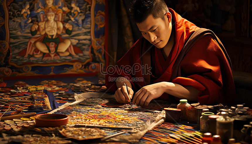 Tibetan Thangka Artist Picture And HD Photos | Free Download On Lovepik