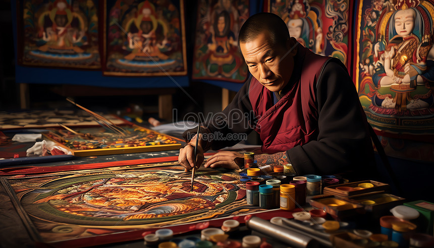 Tibetan Thangka Artist Picture And HD Photos | Free Download On Lovepik