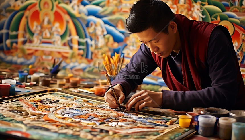 Tibetan Thangka Artist Picture And HD Photos | Free Download On Lovepik