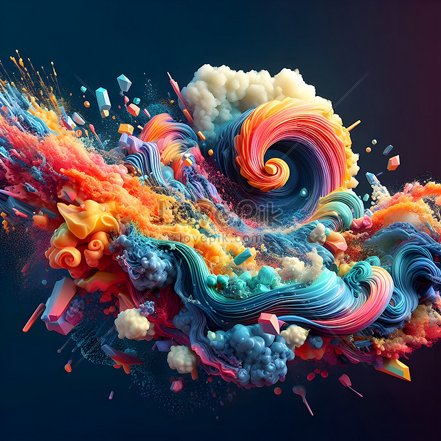 3d Render Colorful Color Splash Abstract Background Generative Ai ...