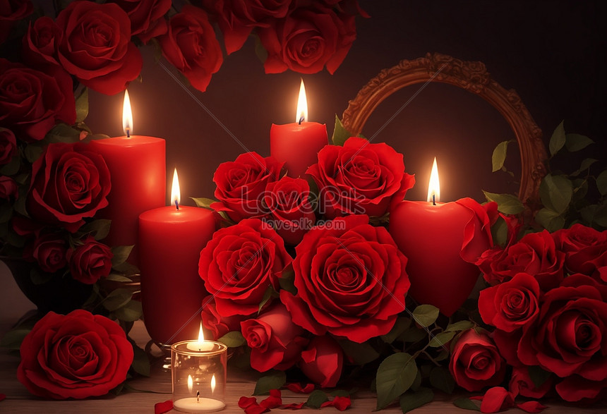 Red Rose And Candles Picture And HD Photos | Free Download On Lovepik