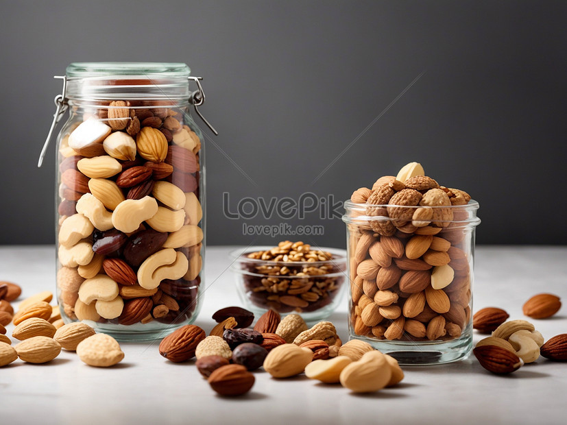 Mixed Nuts In A Glass Jar On A White Background Picture And HD Photos ...