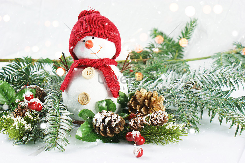 Christmas Background With Cute Snowman Picture And HD Photos | Free ...