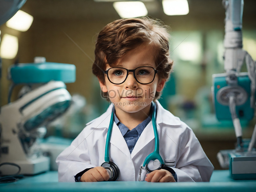 Portrait Of Cute Little Boy In Doctor Uniform With Stethoscope Picture ...