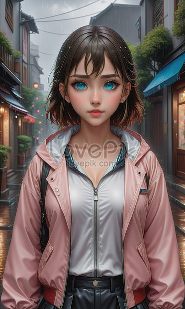 Anime Girl Walking On Street Beautiful View Rain Picture And HD Photos ...