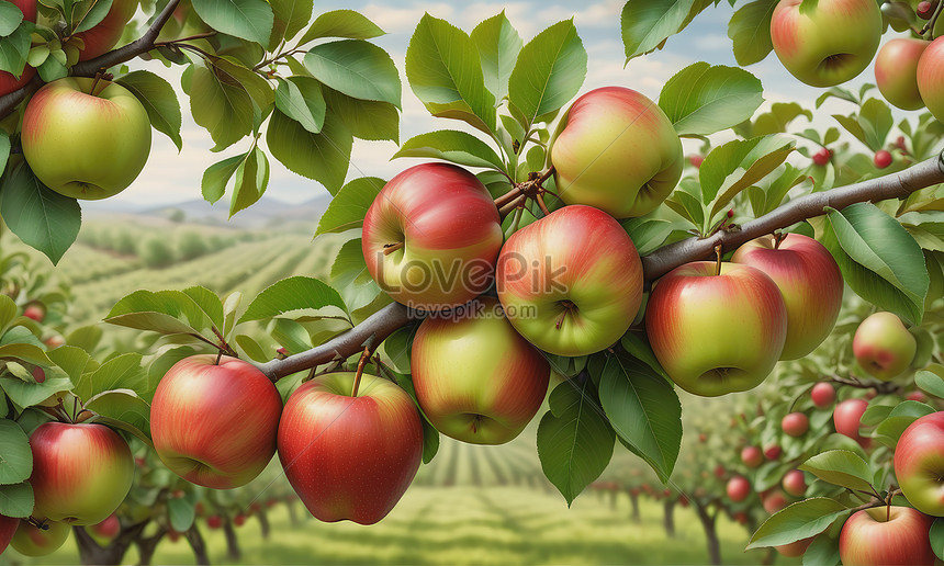 A Green Tree Branch Laden With Ripe Apples Picture And HD Photos | Free ...