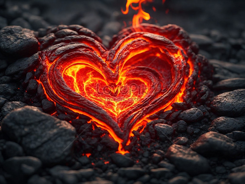 Valentines Day Concept Heart In Lava 3d Rendering Picture And HD Photos ...