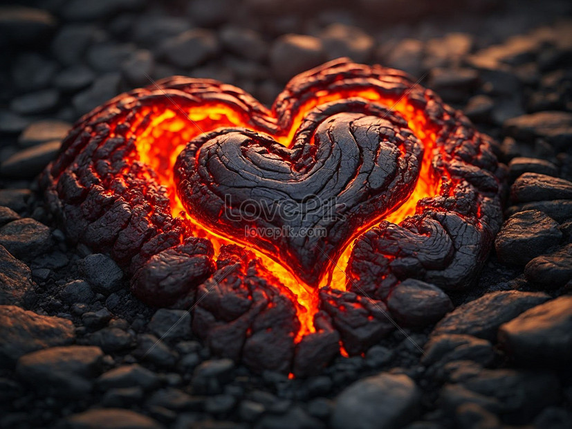 Valentines Day Concept Heart In Lava 3d Rendering Picture And HD Photos ...