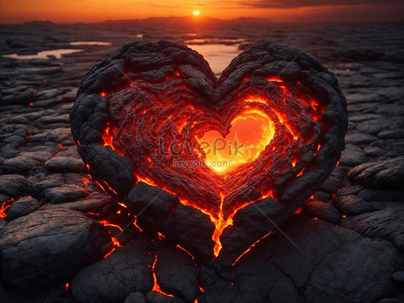 Valentines Day Concept Heart In Lava 3d Rendering Picture And HD Photos ...