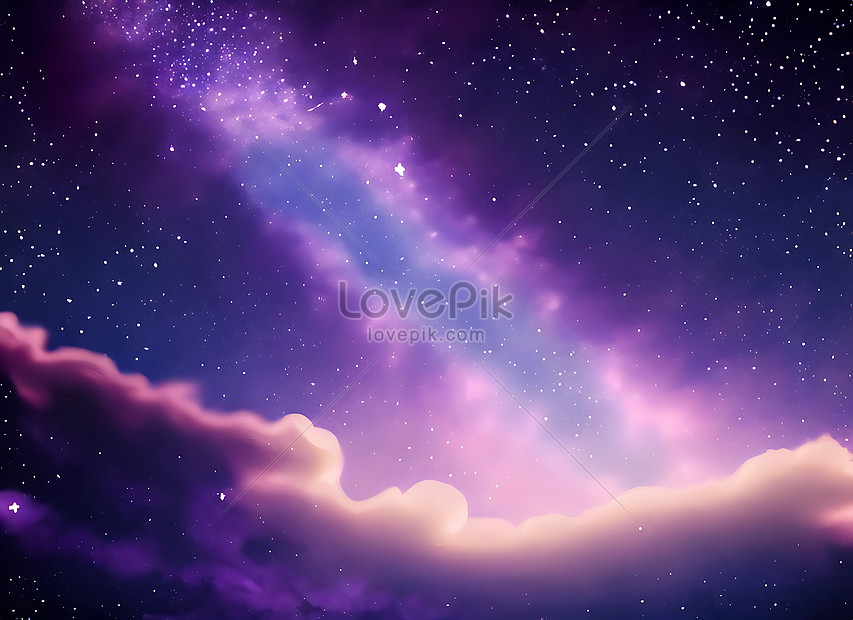 Beautiful Sky With Purple Stars Ultra Realistic Image Picture And HD ...