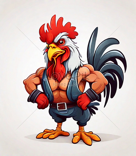 Muscular Rooster Cartoon On White Background Picture And Hd Photos Free Download On Lovepik