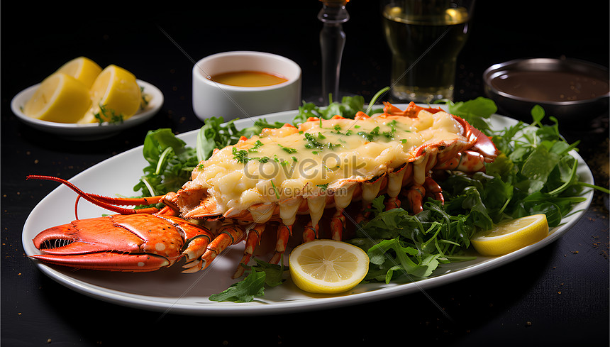 Fancy Baked Lobster Tails Thermidor With A Garlic Butter Sauce In The ...