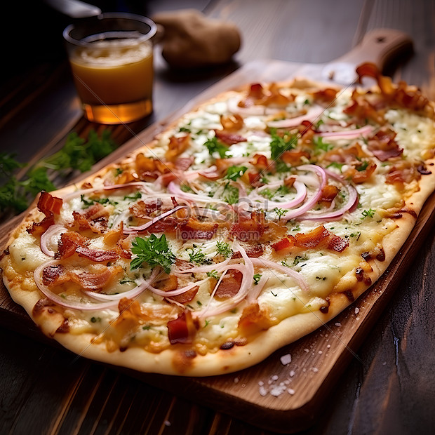 Delicious Flammkuchen Pizza Thin Crispy Italian Pizza Food Photography ...