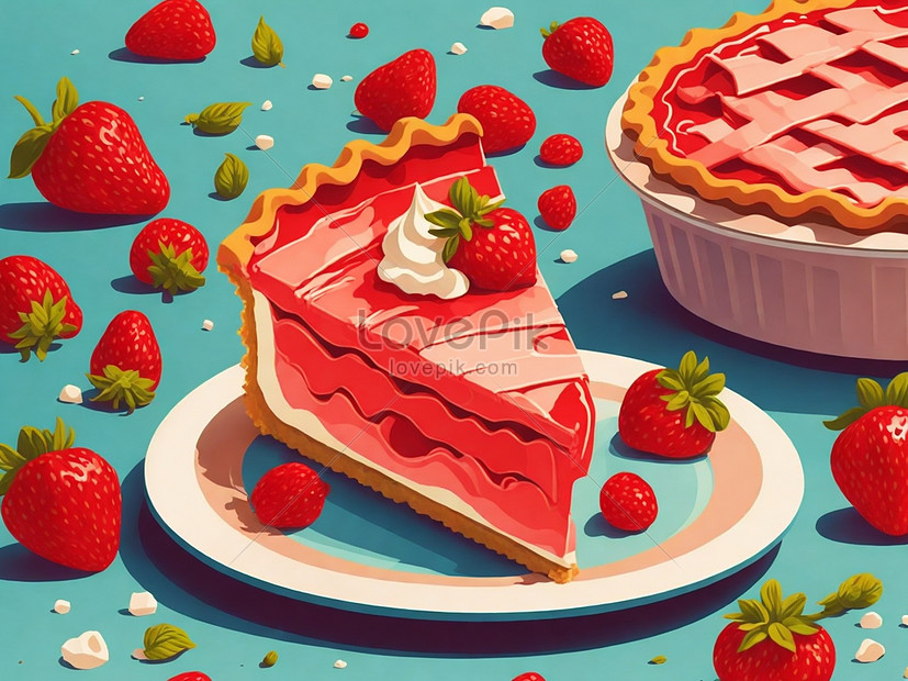 Strawberry Pie On A Pink Background Picture And HD Photos | Free ...