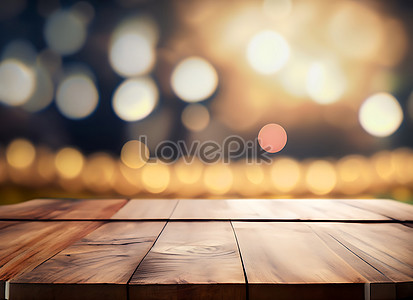 Empty Wooden Table With Bokeh Background 사진 무료 다운로드   Lovepik