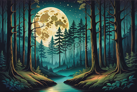 Artwork Featuring A Mystical Forest Illuminated By The Soft Glow Of A ...