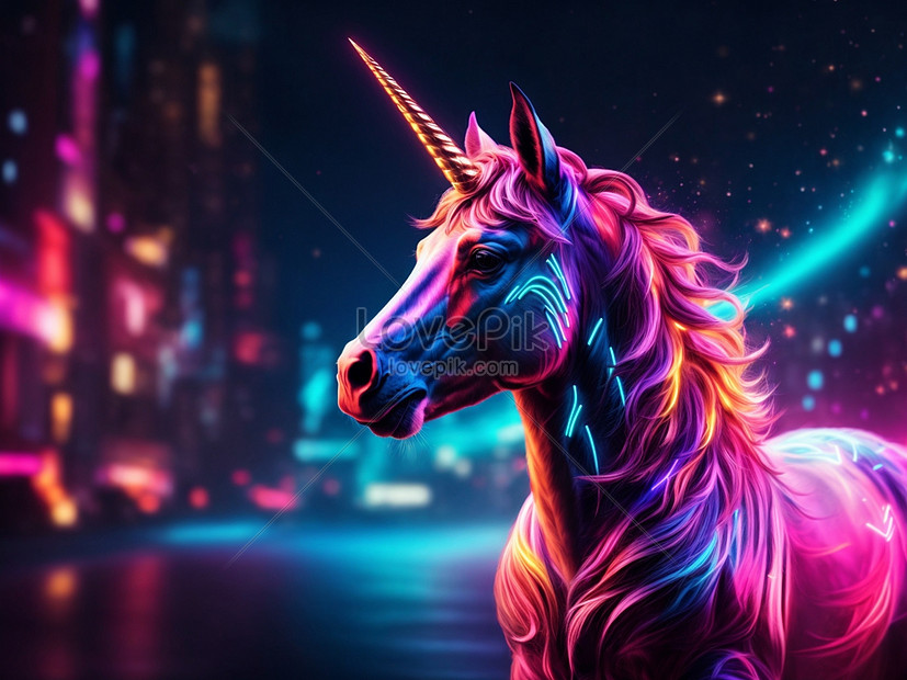 Rainbow unicorn, neon, unicorn, HD wallpaper