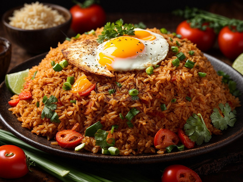 Delicious Indonesian Nasi Goreng Fried Rice With Golden Hued Rice Food ...