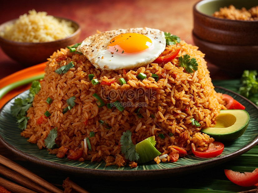 Delicious Indonesian Nasi Goreng Fried Rice With Golden Hued Rice Food ...