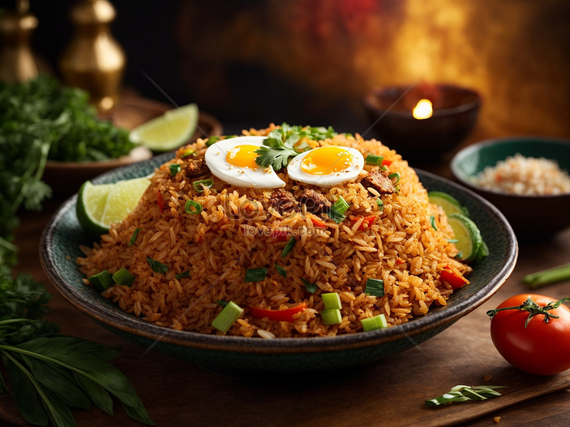 Delicious Indonesian Nasi Goreng Fried Rice With Golden Hued Rice Food ...