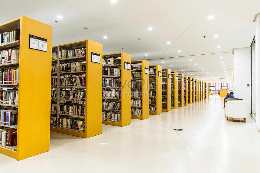 The Arrangement Of Bookshelves In The Atmosphere Library Photo