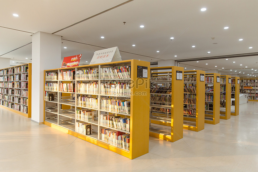 The Arrangement Of Bookshelves In The Atmosphere Library Photo